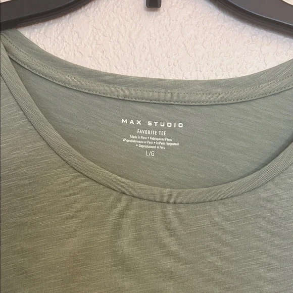 Max Studio Sage Green Short Sleeve Pocket Tee - Picture 4 of 7
